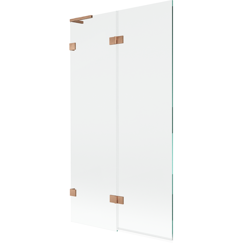 Mexen Lunar L parawan nawannowy 2-skrzydłowy lewy 100 x 150 cm, transparent, miedź szczotkowana - 897L-100-100-65-00-L