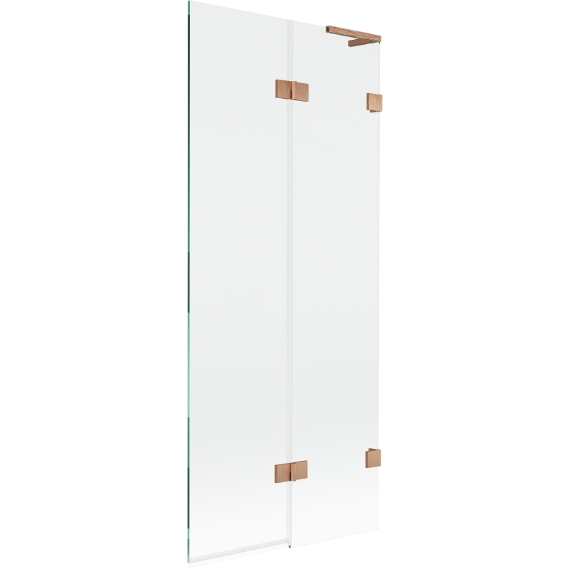 Mexen Lunar L parawan nawannowy 2-skrzydłowy prawy 80 x 150 cm, transparent, miedź szczotkowana - 897L-080-100-65-00-P