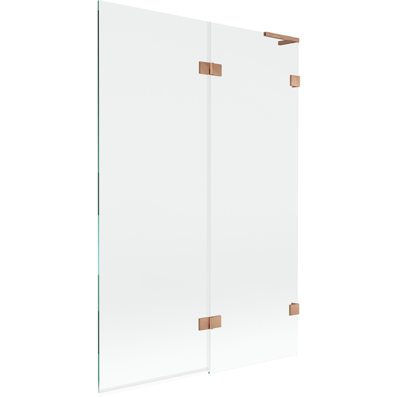 Mexen Lunar L parawan nawannowy 2-skrzydłowy prawy 120 x 150 cm, transparent, miedź szczotkowana - 897L-120-100-65-00-P