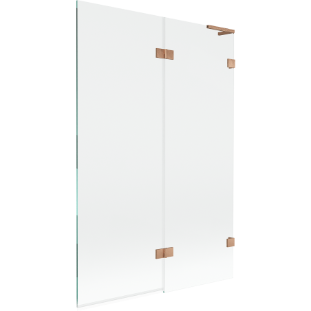 Mexen Lunar L parawan nawannowy 2-skrzydłowy prawy 120 x 150 cm, transparent, miedź szczotkowana - 897L-120-100-65-00-P