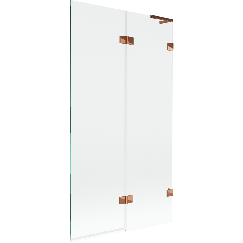 Mexen Lunar L parawan nawannowy 2-skrzydłowy prawy 100 x 150 cm, transparent, różowe złoto - 897L-100-100-60-00-P