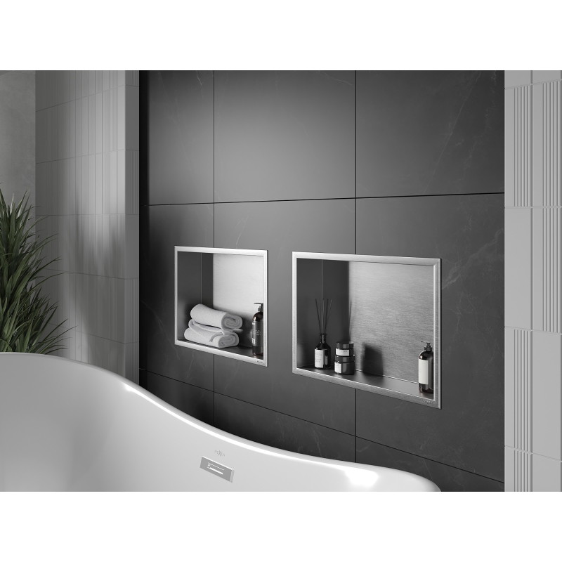 Mexen X-Wall-R półka wnękowa z kołnierzem 45 x 30 cm, inox - 1910453010