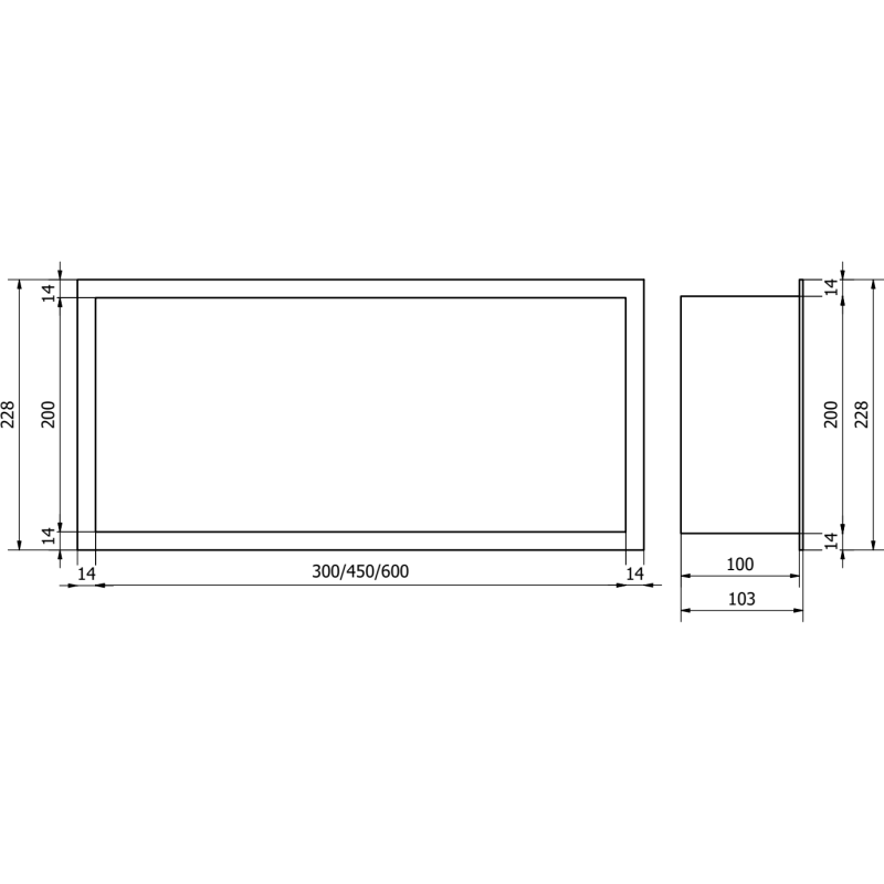 Mexen X-Wall-R półka wnękowa z kołnierzem 60 x 20 cm, inox - 1910602010