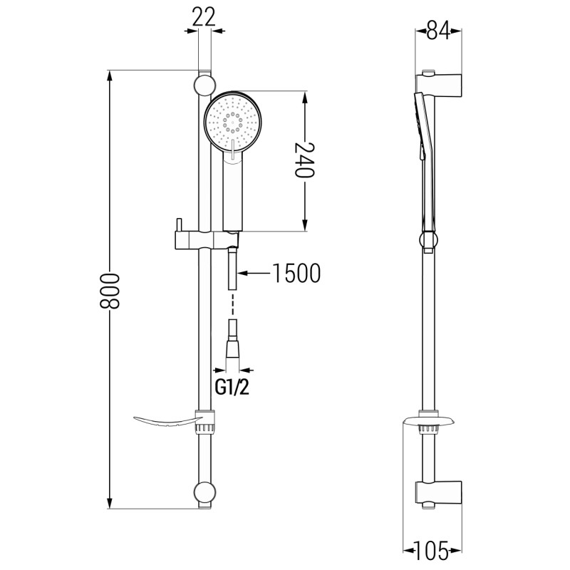 Mexen DF40 zestaw prysznicowy suwany, gun gray szczotkowany - 785404582-66