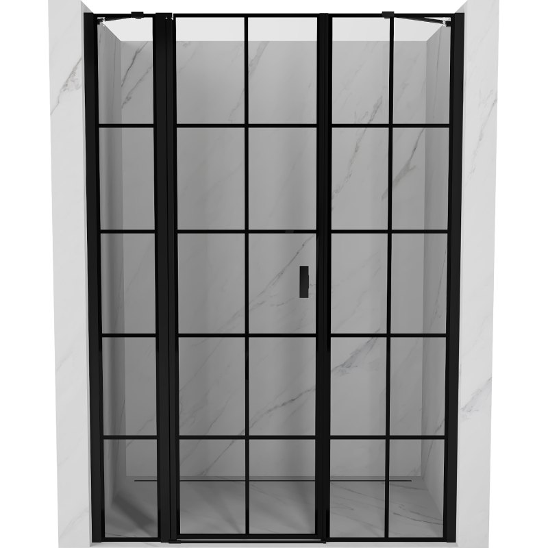 Mexen Mist drzwi prysznicowe uchylne lewe 125 cm, czarna kratka, czarne - 8A4-125-001-70-77-L