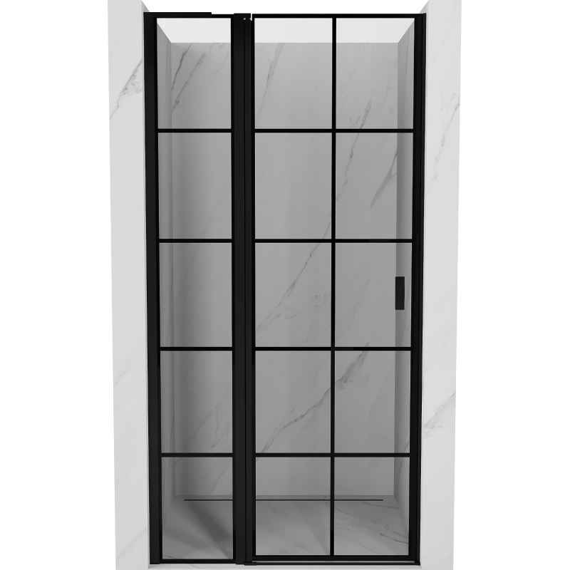 Mexen Mist L drzwi prysznicowe uchylne lewe 95 cm, czarna kratka, czarne - 8A4L-095-000-70-77-L