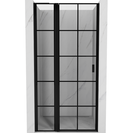 Mexen Mist L drzwi prysznicowe uchylne lewe 95 cm, czarna kratka, czarne - 8A4L-095-000-70-77-L