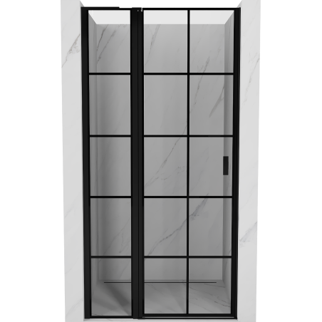 Mexen Mist L drzwi prysznicowe uchylne lewe 105 cm, czarna kratka, czarne - 8A4L-105-000-70-77-L