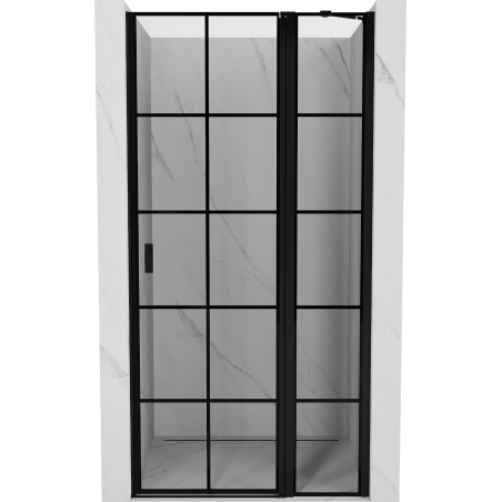Mexen Mist drzwi prysznicowe uchylne prawe 95 cm, czarna kratka, czarne - 8A4-095-000-70-77-P
