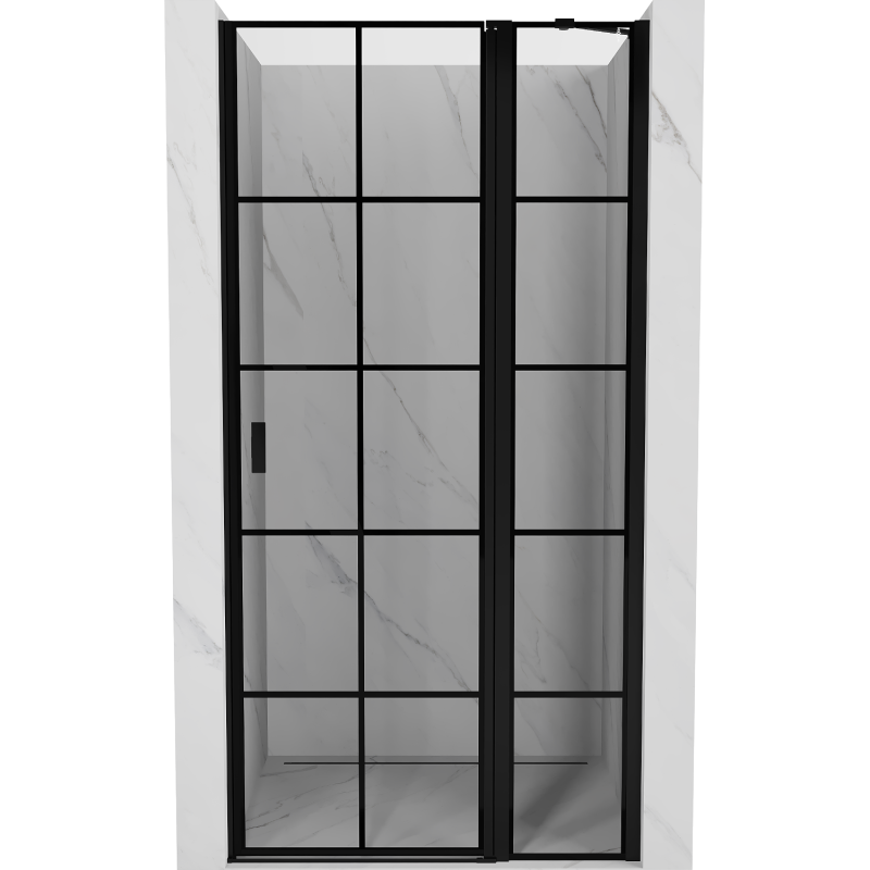 Mexen Mist drzwi prysznicowe uchylne prawe 100 cm, czarna kratka, czarne - 8A4-100-000-70-77-P