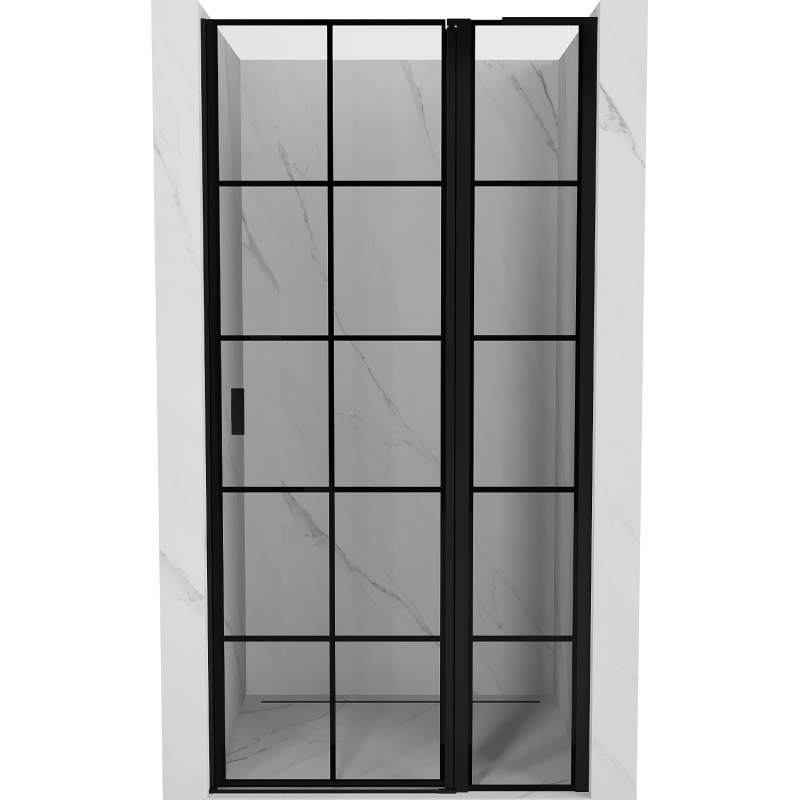 Mexen Mist L drzwi prysznicowe uchylne prawe 115 cm, czarna kratka, czarne - 8A4L-115-000-70-77-P