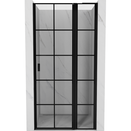 Mexen Mist L drzwi prysznicowe uchylne prawe 115 cm, czarna kratka, czarne - 8A4L-115-000-70-77-P
