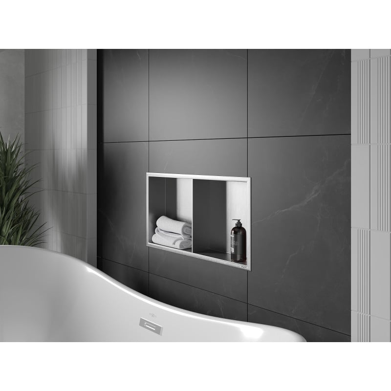 Mexen X-Wall-R półka wnękowa z kołnierzem i półką 60 x 30 cm, inox - 1910603010S