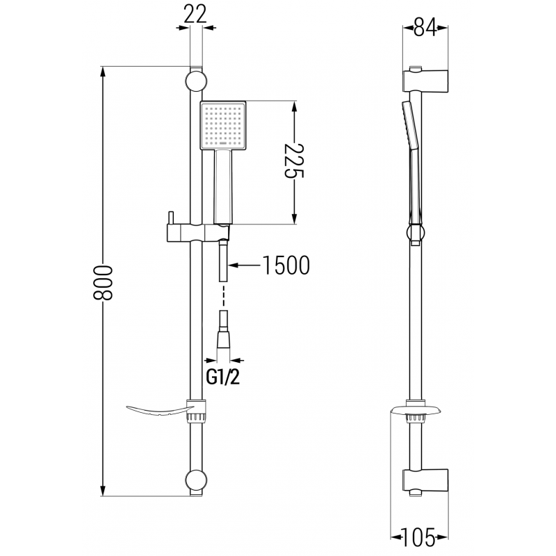 Mexen DF45 zestaw prysznicowy suwany, złoty - 785454582-50