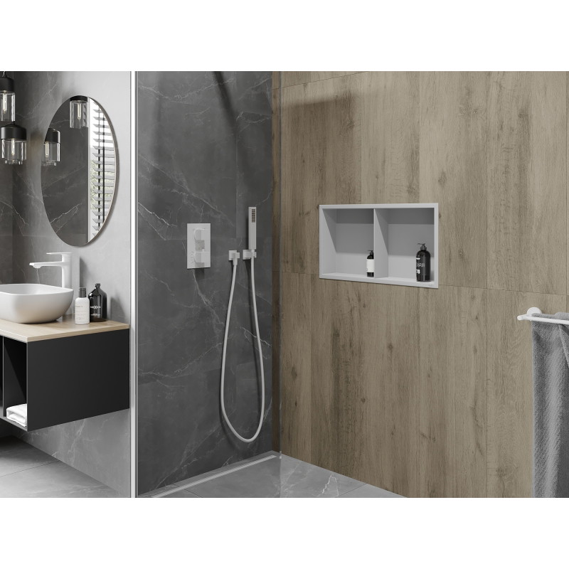 Mexen X-Wall-R półka wnękowa z kołnierzem i półką 60 x 30 cm, biała - 1920603010S