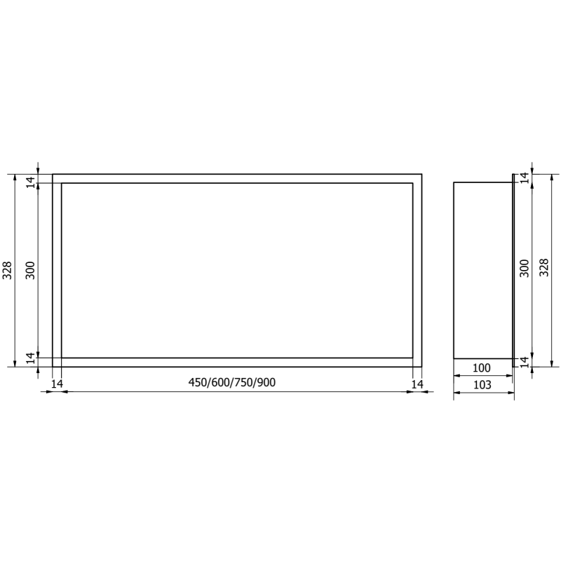 Mexen X-Wall-R półka wnękowa z kołnierzem 75 x 30 cm, inox - 1910753010
