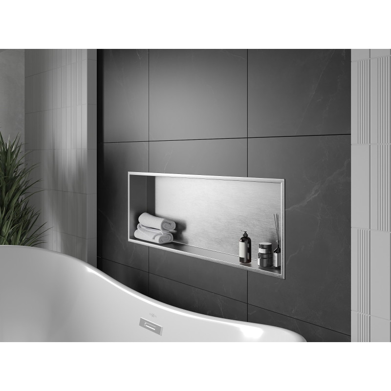 Mexen X-Wall-R półka wnękowa z kołnierzem 90 x 30 cm, inox - 1910903010