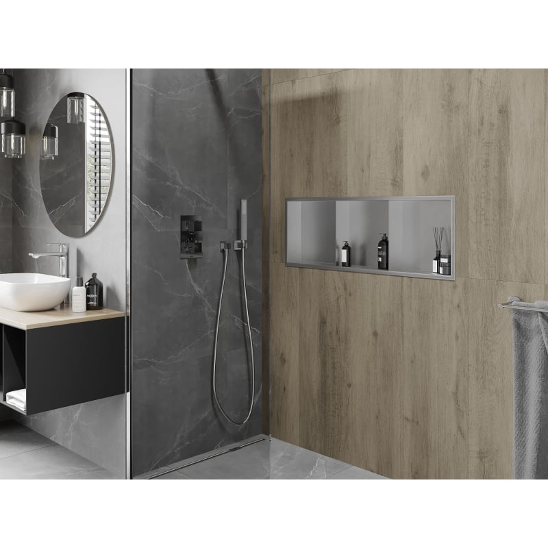 Mexen X-Wall-R półka wnękowa z kołnierzem i półką 90 x 30 cm, inox - 1910903010S