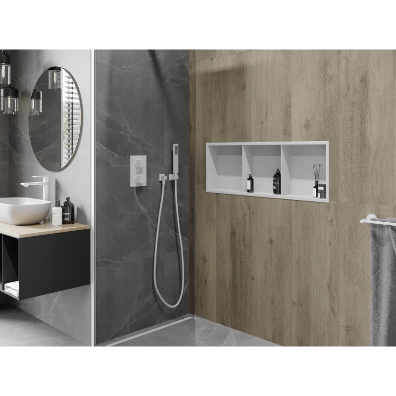 Mexen X-Wall-R półka wnękowa z kołnierzem i półką 90 x 30 cm, biała - 1920903010S