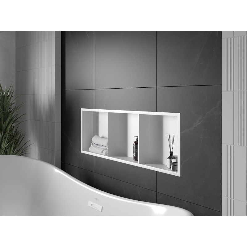 Mexen X-Wall-R półka wnękowa z kołnierzem i półką 90 x 30 cm, biała - 1920903010S