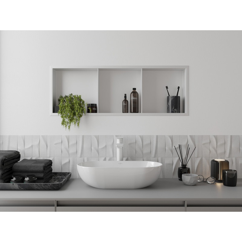 Mexen X-Wall-R półka wnękowa z kołnierzem i półką 90 x 30 cm, biała - 1920903010S