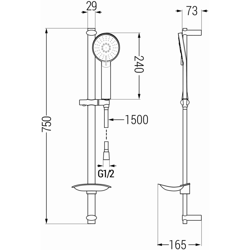 Mexen DB40 zestaw prysznicowy suwany, czarny - 785404584-70