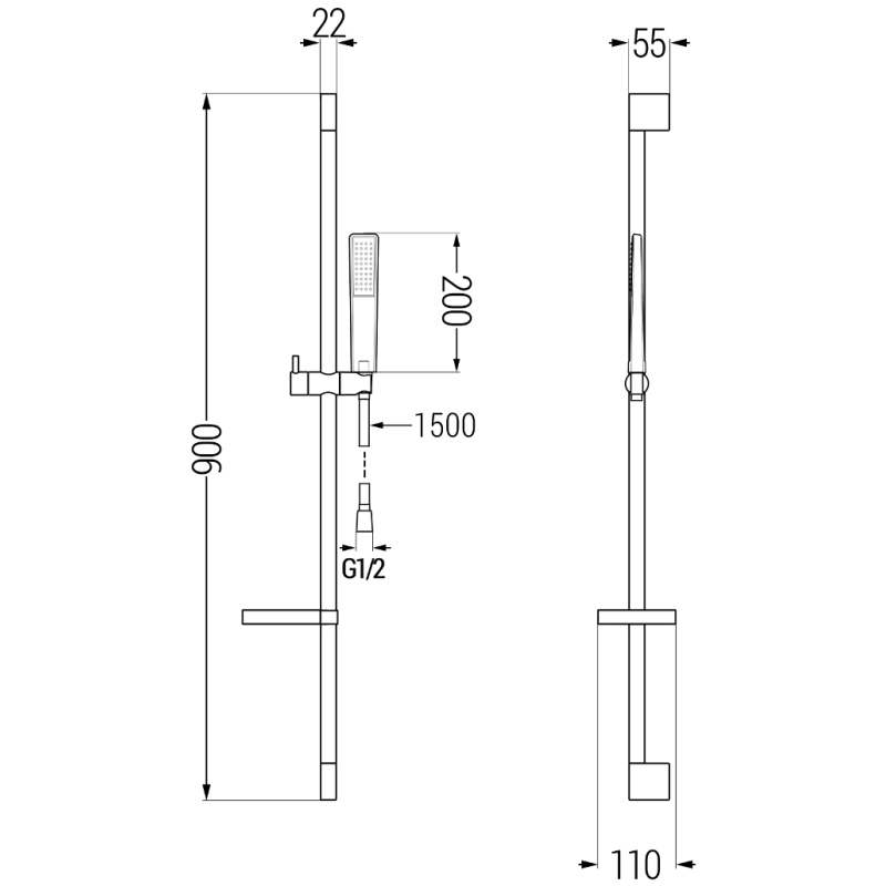 Mexen DS72 zestaw prysznicowy suwany, chrom - 785724583-00