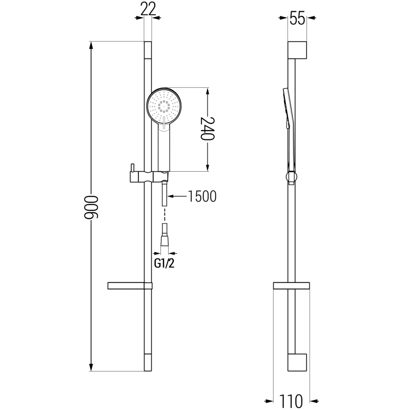 Mexen DS40 zestaw prysznicowy suwany, chrom - 785404583-00