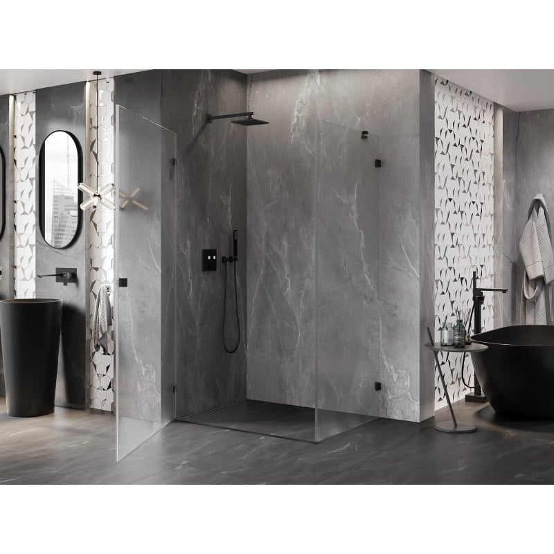 Mexen Lunar-B kabina prysznicowa uchylna lewa 95 x 80 cm, transparent, czarna - 832-095-080-70-00-L