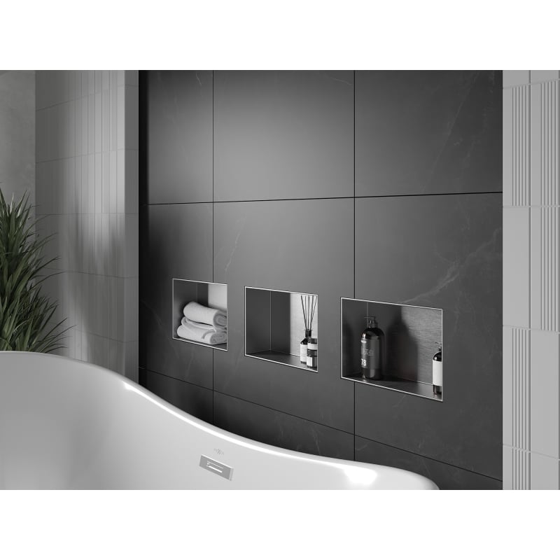 Mexen X-Wall-NR półka wnękowa bez kołnierza 30 x 20 cm, inox - 1911302010