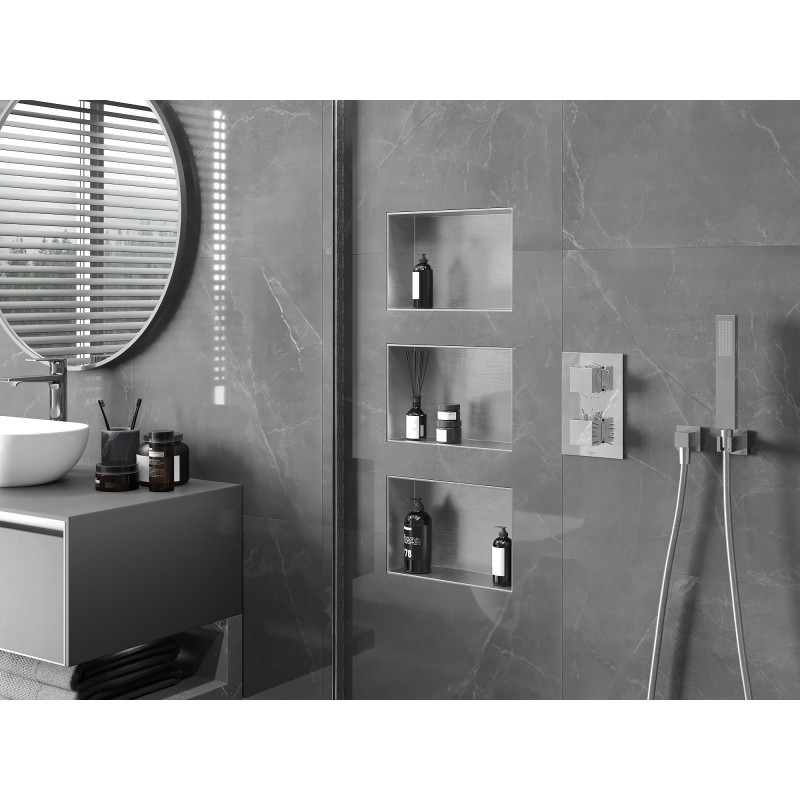 Mexen X-Wall-NR półka wnękowa bez kołnierza 30 x 20 cm, inox - 1911302010