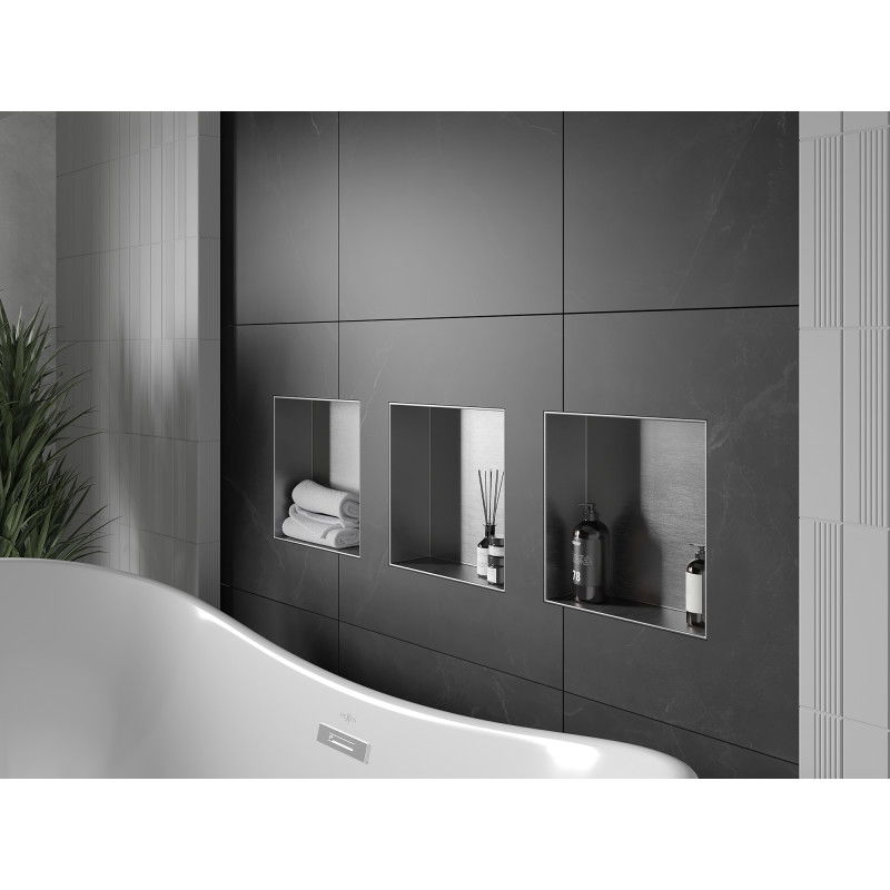 Mexen X-Wall-NR półka wnękowa bez kołnierza 30 x 30 cm, inox - 1911303010
