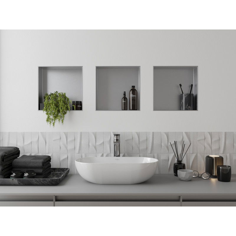 Mexen X-Wall-NR półka wnękowa bez kołnierza 30 x 30 cm, inox - 1911303010