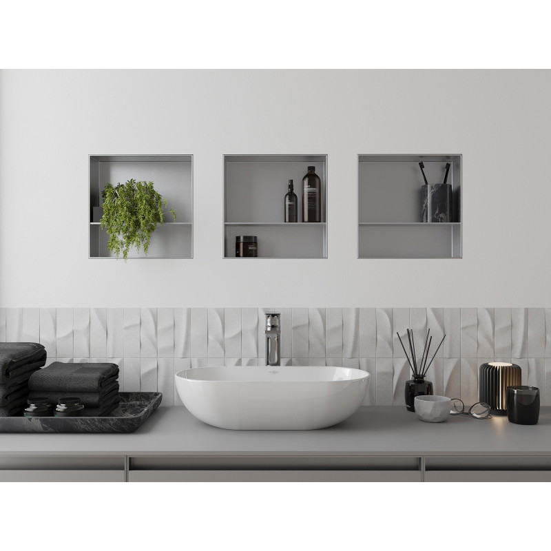Mexen X-Wall-NR półka wnękowa bez kołnierza z półką 30 x 30 cm, inox - 1911303010S