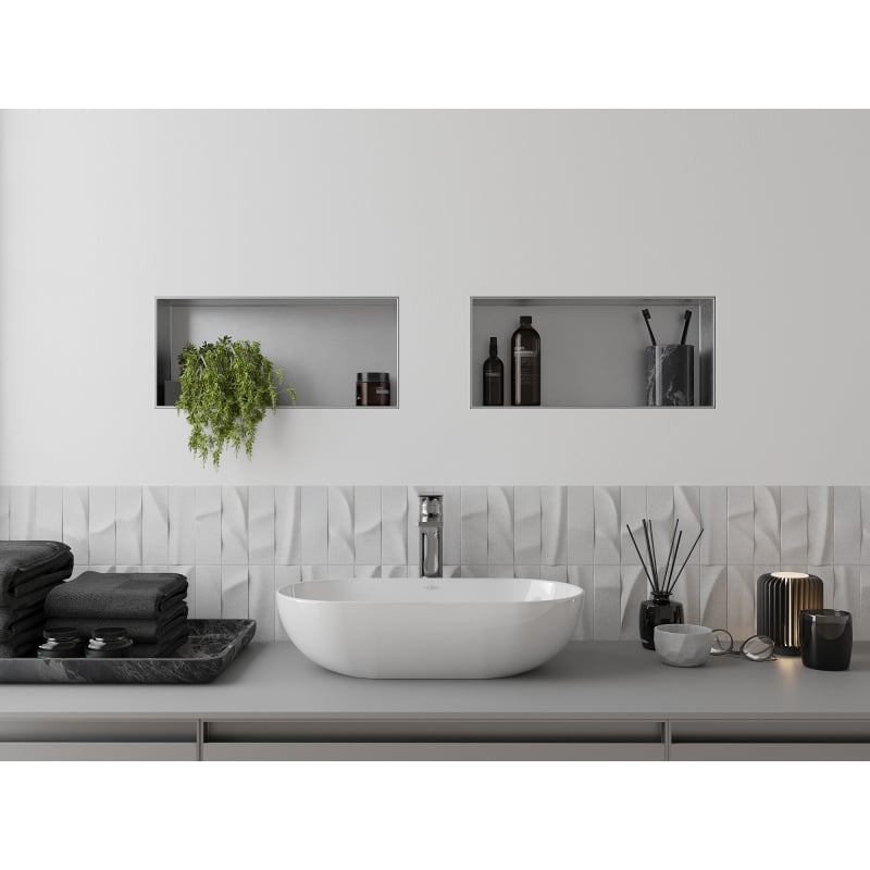 Mexen X-Wall-NR półka wnękowa bez kołnierza 45 x 20 cm, inox - 1911452010