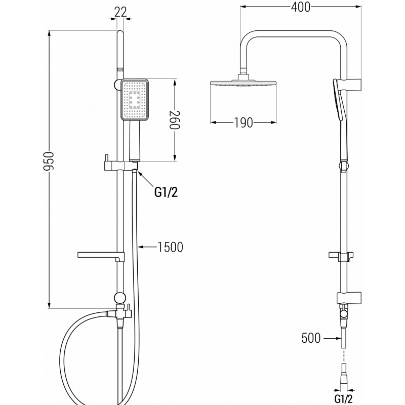 Mexen X54 kolumna prysznicowa, czarna/chrom - 798545491-71