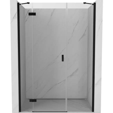 Mexen Mist-H drzwi prysznicowe uchylne lewe 145 cm, transparent, czarne - 8A5-145-001-70-00-L