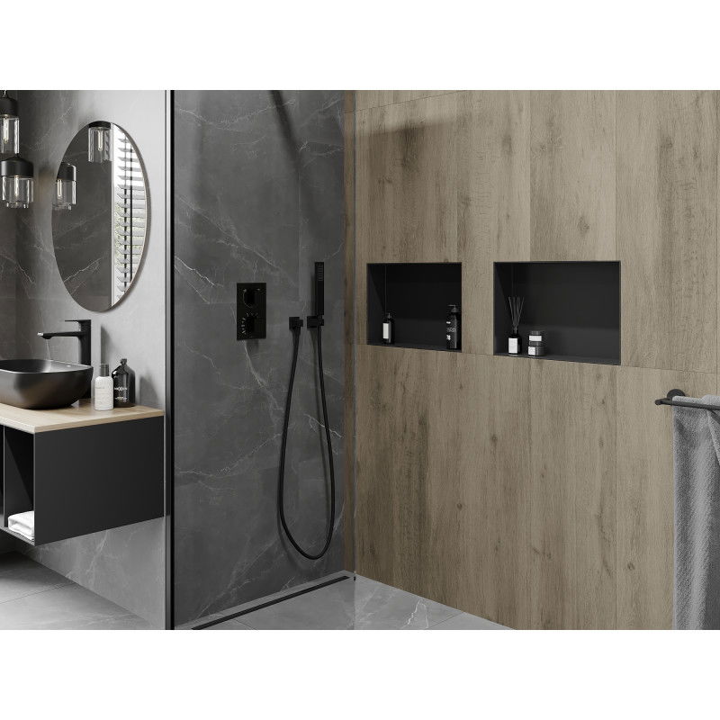 Mexen X-Wall-NR półka wnękowa bez kołnierza 45 x 30 cm, czarna - 1971453010