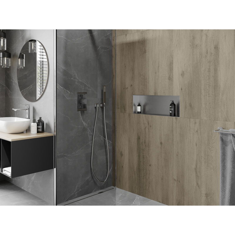 Mexen X-Wall-NR półka wnękowa bez kołnierza 60 x 20 cm, inox - 1911602010