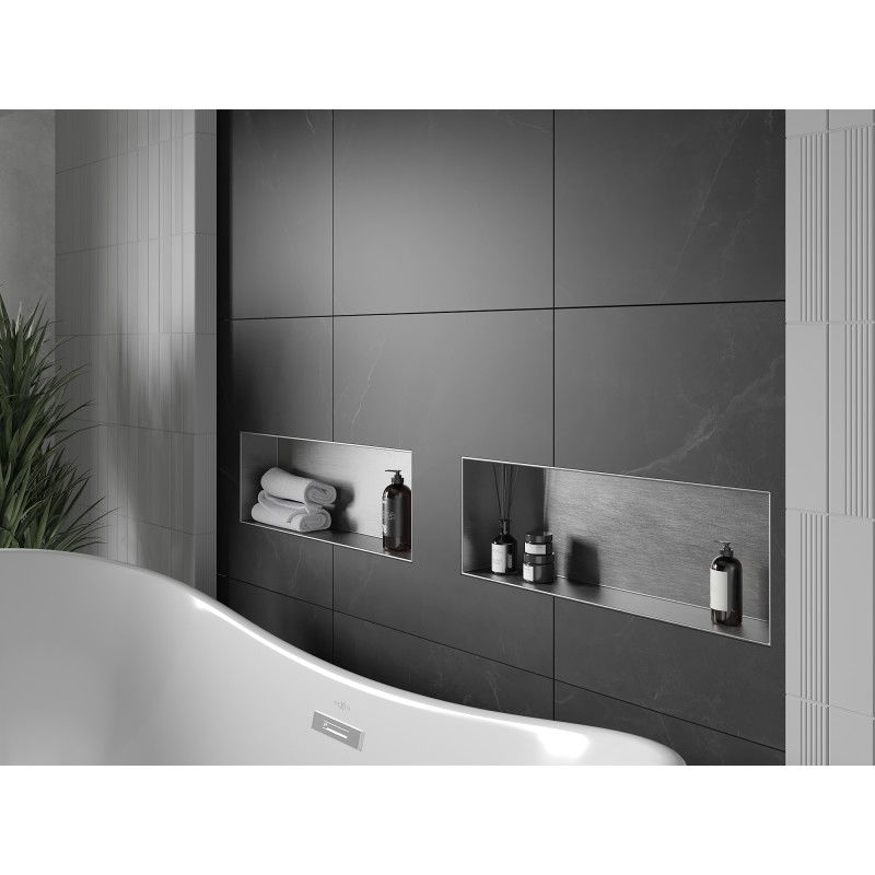 Mexen X-Wall-NR półka wnękowa bez kołnierza 60 x 20 cm, inox - 1911602010