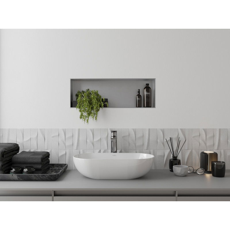 Mexen X-Wall-NR półka wnękowa bez kołnierza 60 x 20 cm, inox - 1911602010