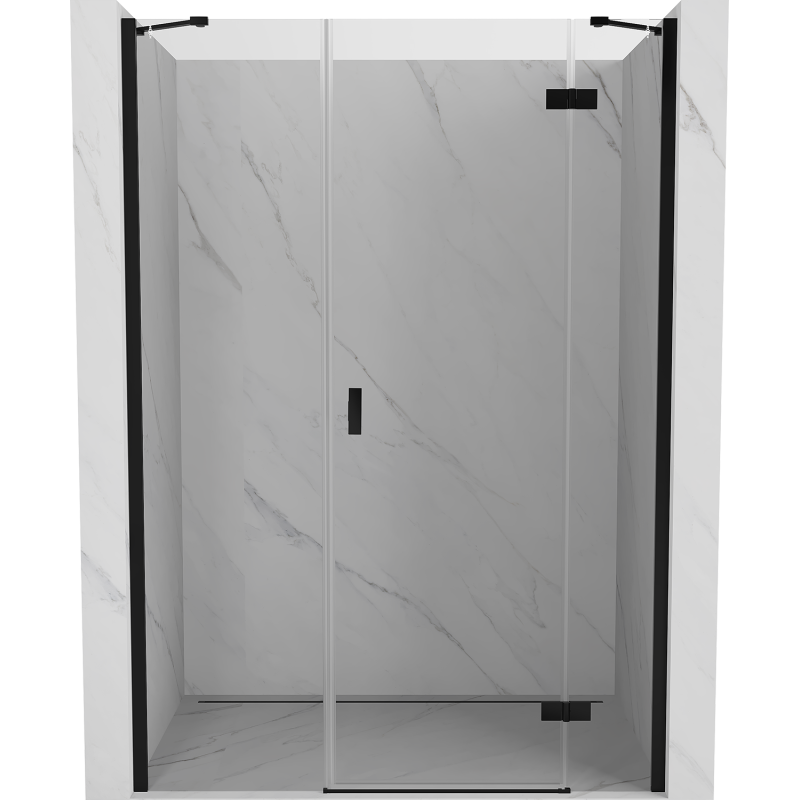 Mexen Mist-H drzwi prysznicowe uchylne prawe 145 cm, transparent, czarne - 8A5-145-001-70-00-P