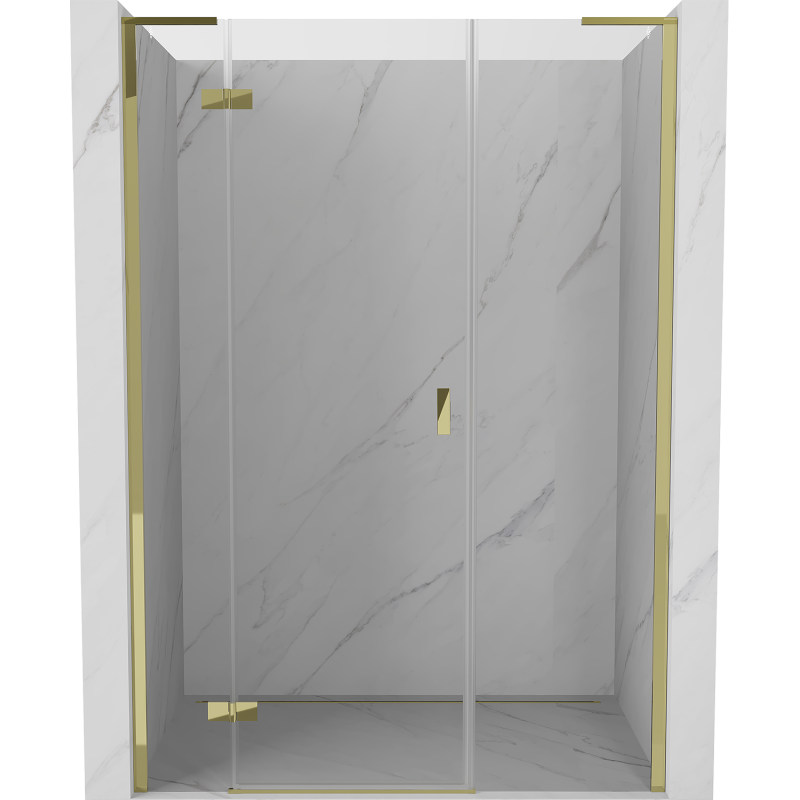 Mexen Mist-H L drzwi prysznicowe uchylne lewe 125 cm, transparent, złote - 8A5L-125-001-50-00-L