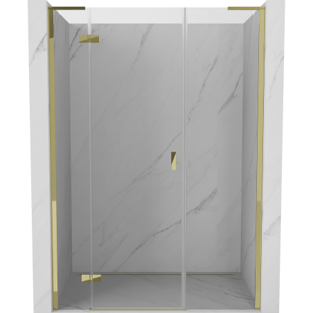 Mexen Mist-H L drzwi prysznicowe uchylne lewe 135 cm, transparent, złote - 8A5L-135-001-50-00-L