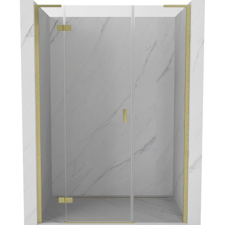Mexen Mist-H L drzwi prysznicowe uchylne lewe 135 cm, transparent, złote szczotkowane - 8A5L-135-001-55-00-L