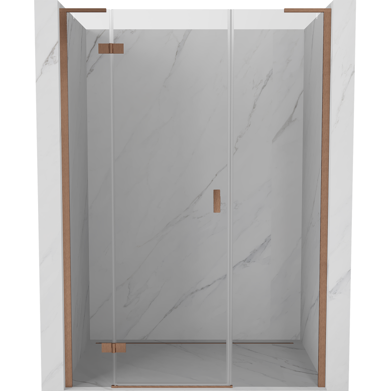 Mexen Mist-H L drzwi prysznicowe uchylne lewe 130 cm, transparent, miedź szczotkowana - 8A5L-130-001-65-00-L