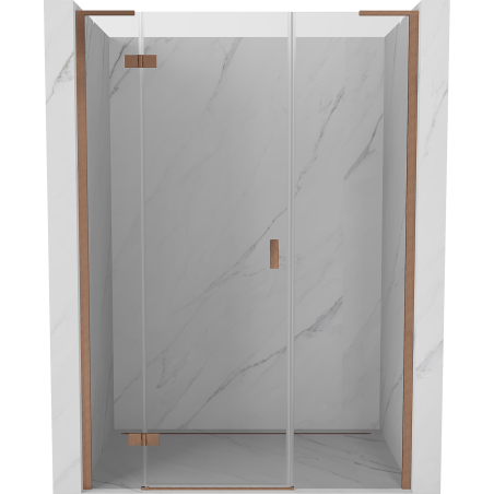 Mexen Mist-H L drzwi prysznicowe uchylne lewe 130 cm, transparent, miedź szczotkowana - 8A5L-130-001-65-00-L