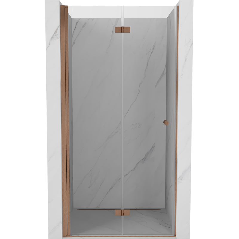 Mexen Mist-F drzwi prysznicowe składane lewe 80 cm, transparent, miedź szczotkowana - 8A6-080-000-65-00-L