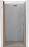 Mexen Mist-F drzwi prysznicowe składane lewe 80 cm, transparent, miedź szczotkowana - 8A6-080-000-65-00-L