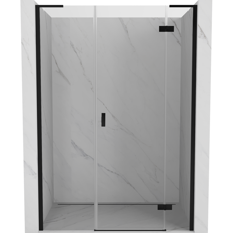 Mexen Mist-H L drzwi prysznicowe uchylne prawe 145 cm, transparent, czarne - 8A5L-145-001-70-00-P